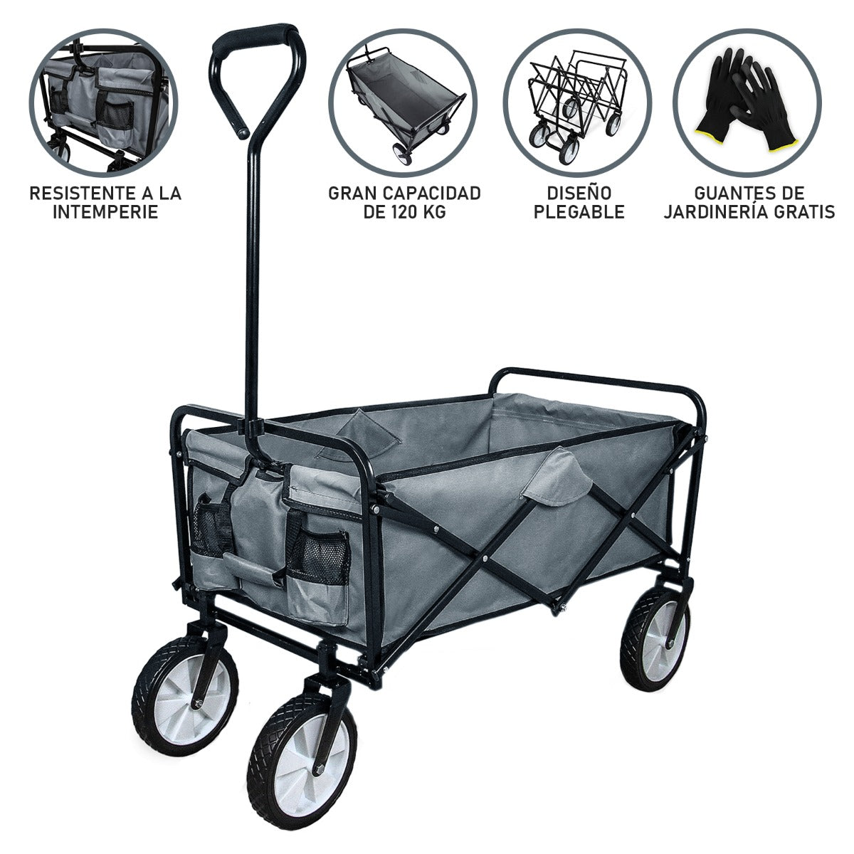 Foldable Garden Cart Grey